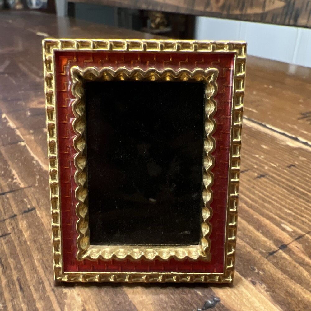 Miniature Picture Frame Gold Ruby Red 1x1.5 Fit  1.5 X2” Frame